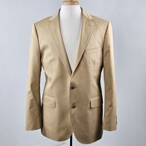 J. Crew Men's Tan Khaki Single-Breasted Suit Blazer Jacket | 40R | MINOR FLAWS